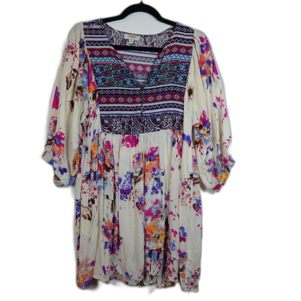 Boho Womens Top Size M Babydoll Floral Bohemian